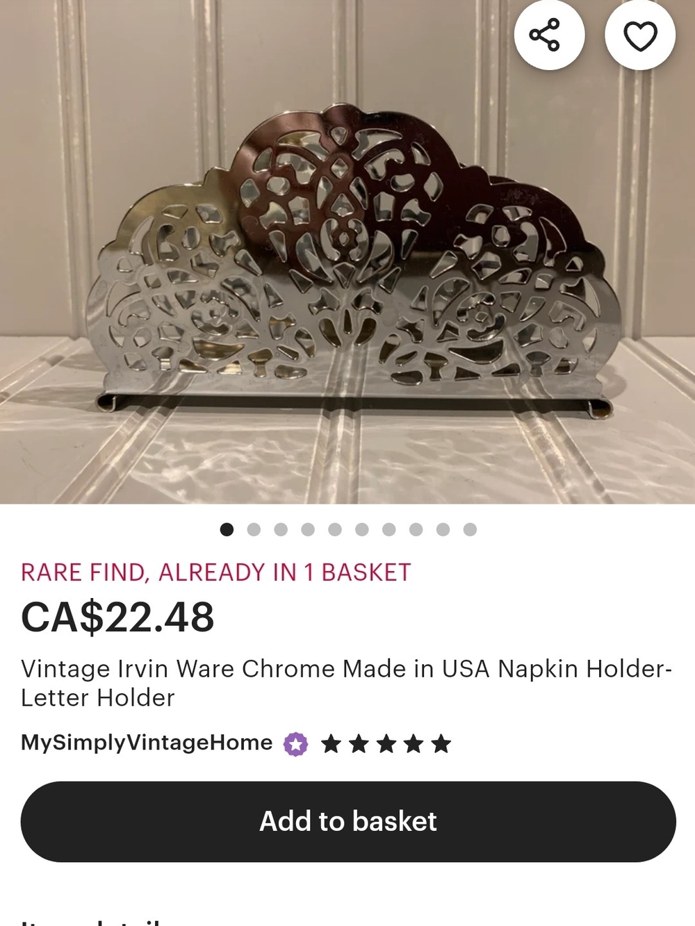 Ornate Vintage Chrome Napkin Holder - Silver Metal Filigree
